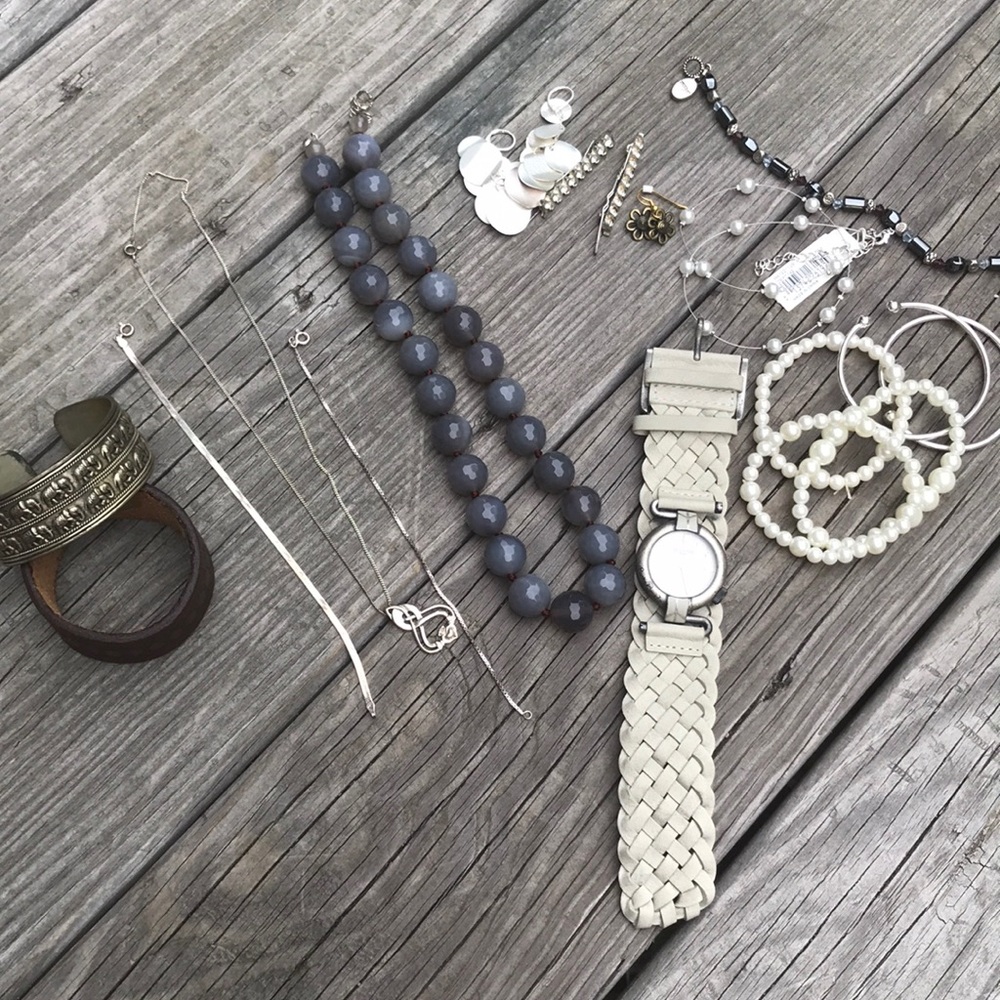 Sterling silver, genuine stone, and costume